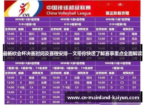 最新欧会杯决赛时间及赛程安排一文带你快速了解赛事重点全面解读